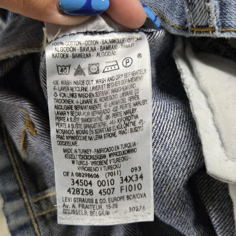 Vintage‎ Levis 504 Jeans Mens Blue Straight Engineered Altered Hem Fits 34x32